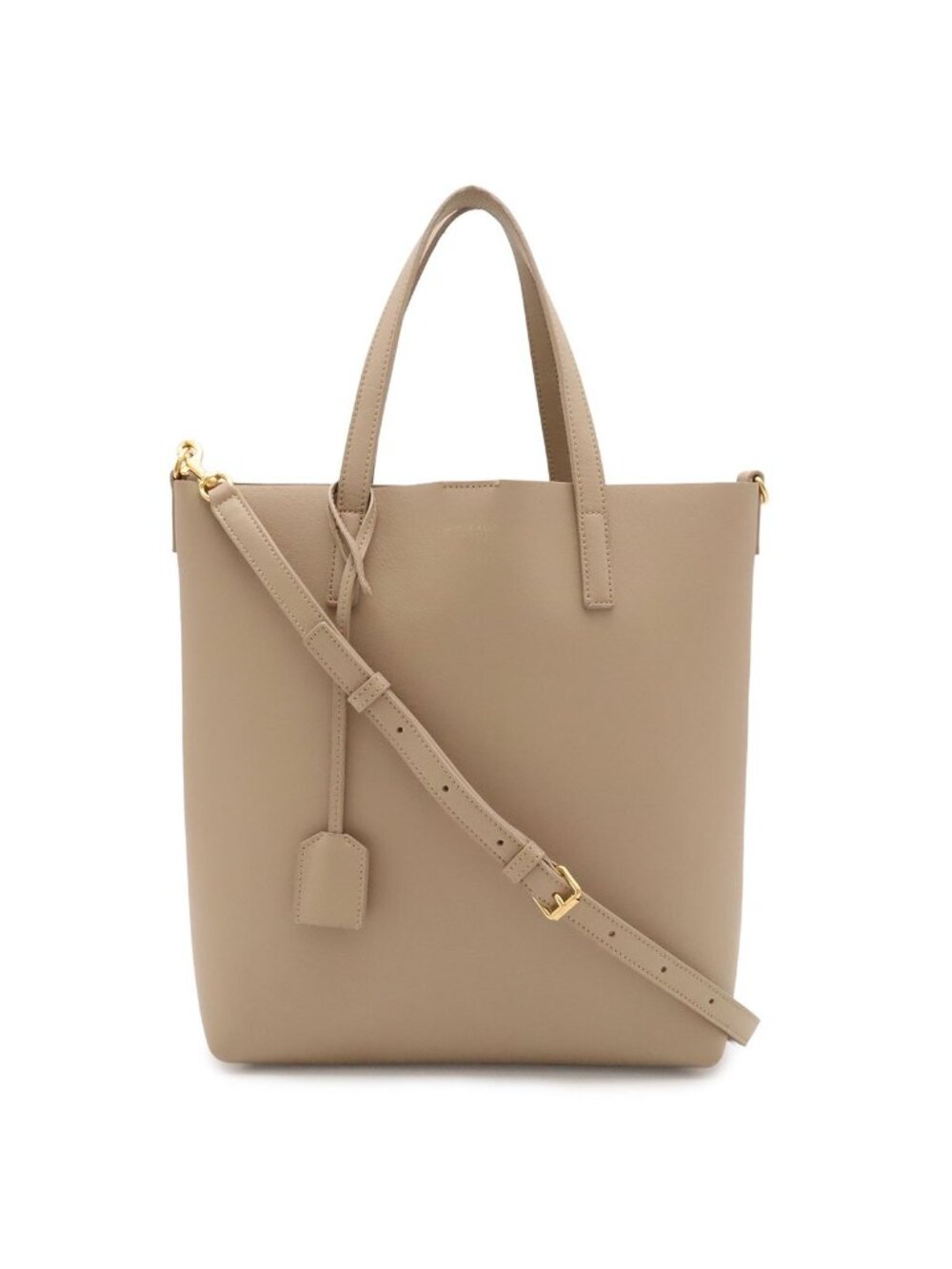 Saint Laurent Paris YSL Toy Shopping Tote 2-Way Shoulder Bag Leather Beige